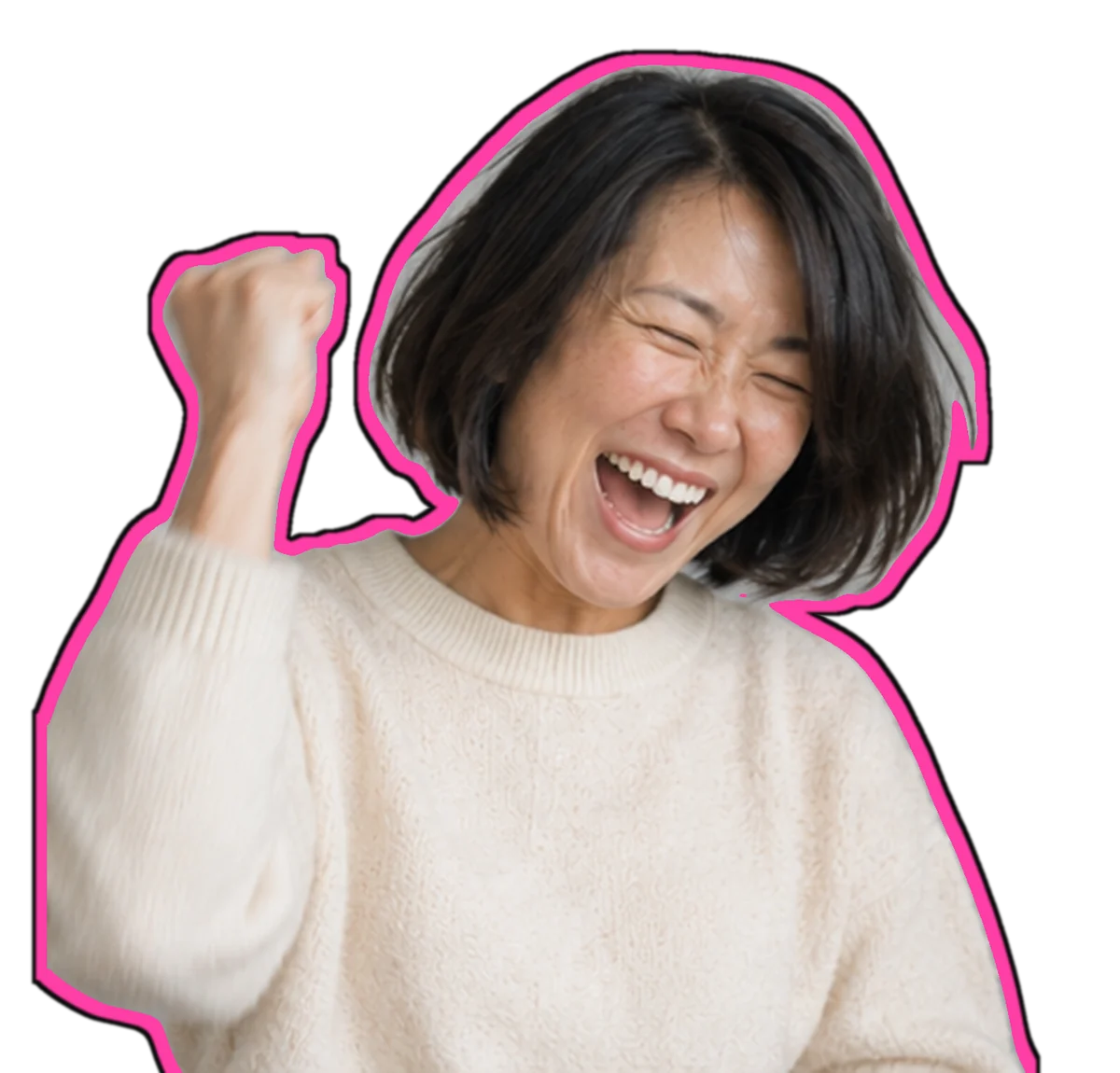 Femme célébrant une victoire