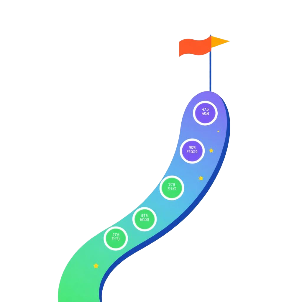 Illustration d'un chemin qui monte avec des jalons